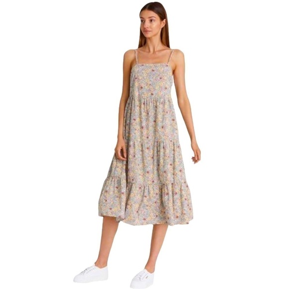 We Are Kindred Tiered Midi Dress White Floral NWT - Picture 1 of 14